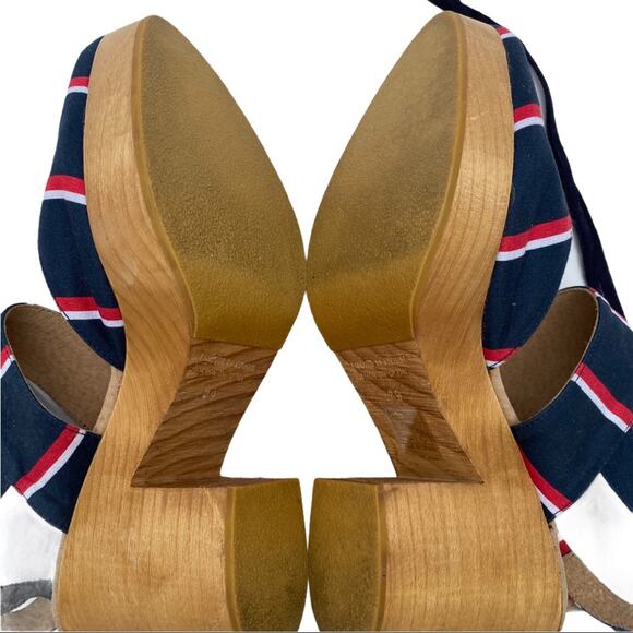 Free People 9 Sandals Clogs Heels Lace up Monaco Boho Festival 4th Nautical 70s - Picture 15 of 15